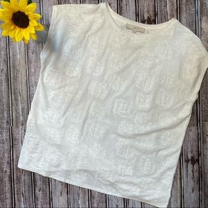 Loft floral ruffle back top size Large